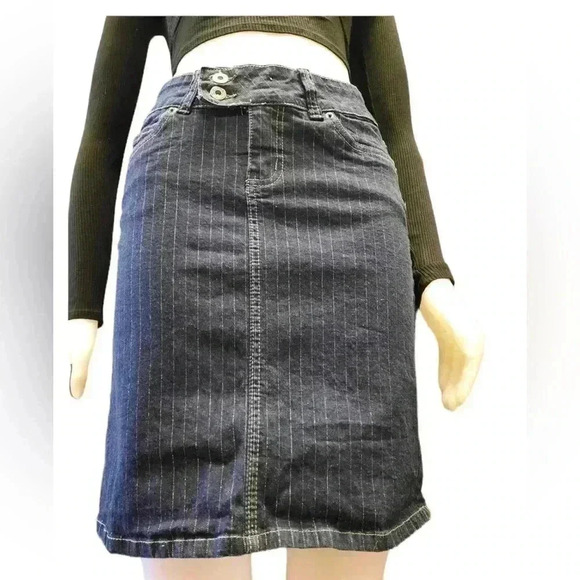 Bongo Vintage Pinstripe Denim Pencil  Mini Skirt Size 5 - Picture 7 of 14